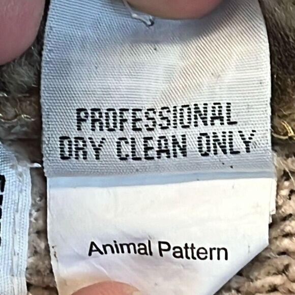 STORYBOOK KNITS Cardigan Sweater Women's 2X Tan Faux Fur Animal Print Trim - Picture 6 of 13